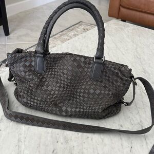 Jennifer Tattanelli Italian Leather Woven Bag in Dark Gray